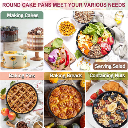 8 Inch Round Cake Pan Set, P&P CHEF 3 Piece Non-Stick Cake Baking Pans for Birthday Wedding Layer Cakes, Stainless Steel Core & One-piece Design, Sturdy & Healthy, Black - CookCave