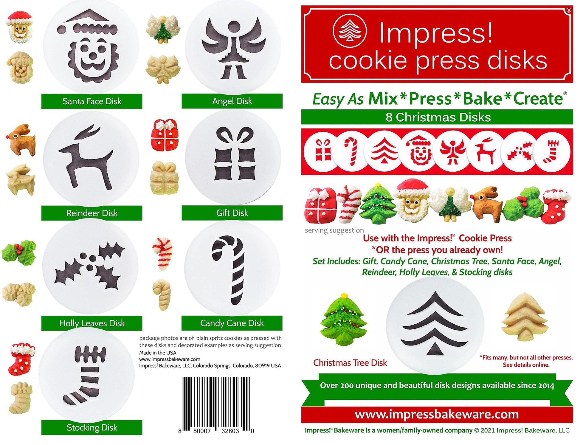 Christmas 8 Disk Set for Cookie Presses - CookCave