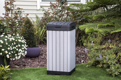 Keter Rockford Resin 38 Gallon Trash Can with Lid and Drip Tray for Easy Cleaning - Perfect for Patios, Kitchens, and Outdoor Entertaining - CookCave