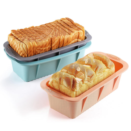 MONGSEW 3PCS Silicone Bread Loaf Pan, Non-Stick Bread Pans for Baking, Easy Release Loaf Pan, Great for Homemade Bread, Cakes, Brownies, Dishwasher Safe (3 Colors, Nesting Design) - CookCave