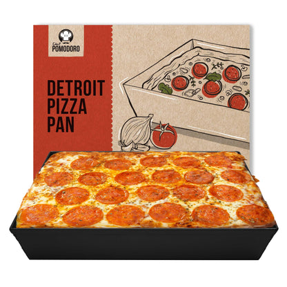 Chef Pomodoro Detroit Style Pizza Pan, 14 x 10-Inch, Hard Anodized Rectangular Aluminum Deep Dish Pizza Pan, Pre-Seasoned Bakeware Kitchenware - CookCave