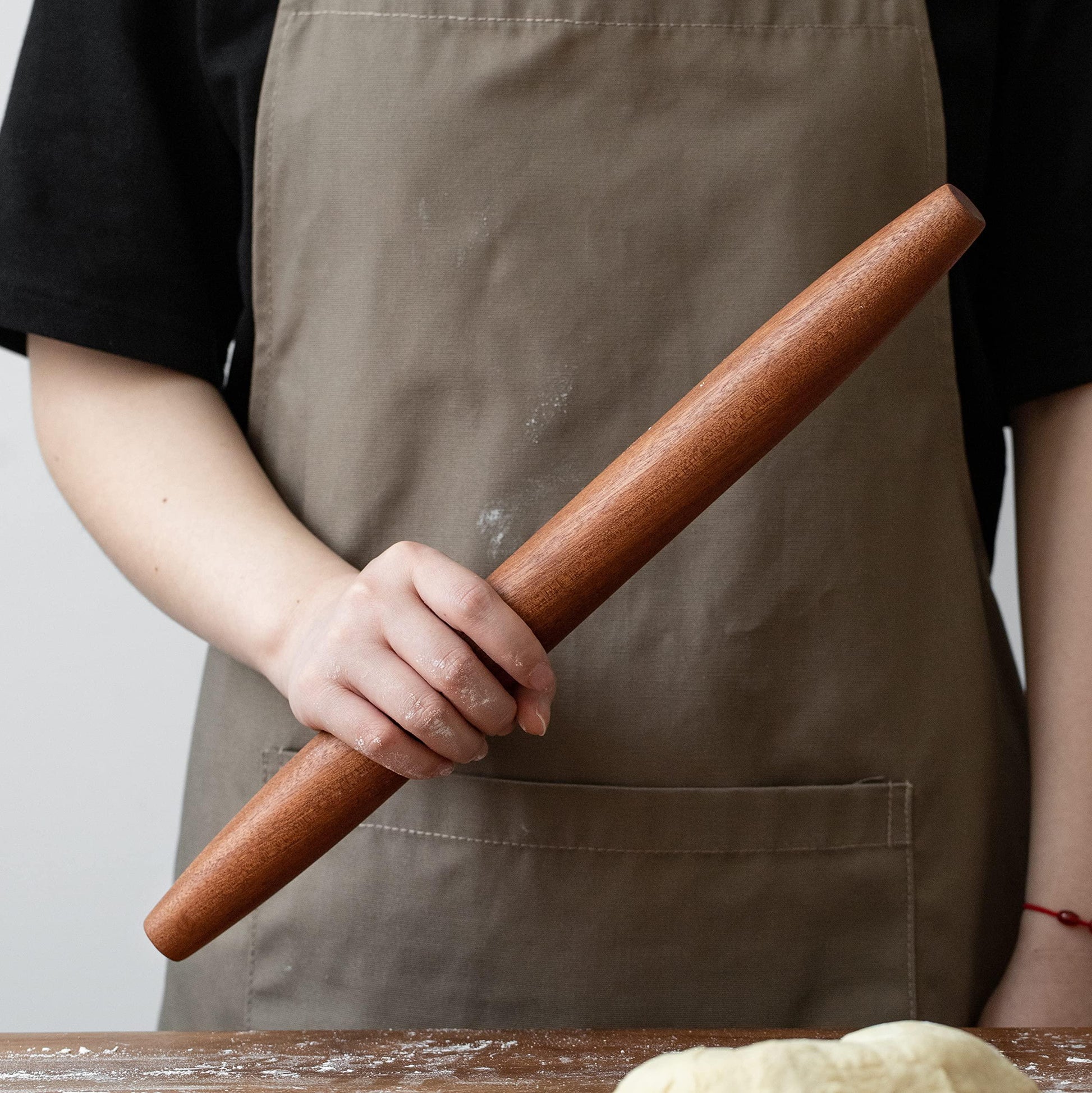 Muso Wood Sapele Wooden French Rolling Pin for Baking, Tapered Roller for Fondant, Pie Crust, Cookie, Pastry (French 15-3/4inch) - CookCave