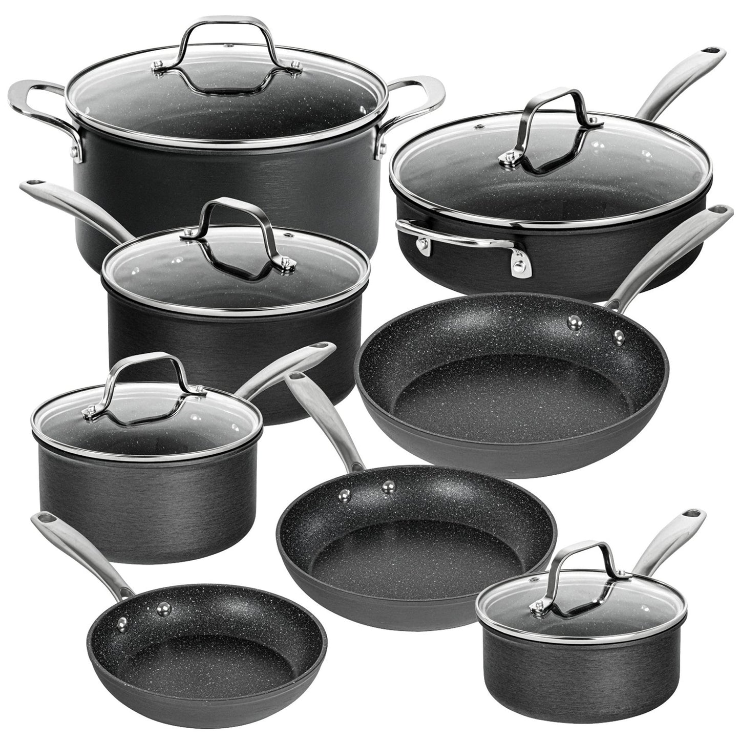 Granitestone 13 Pc Pots and Pans Set Non Stick Cookware Set, Kitchen Cookware Sets, Pot and Pan Set, Pot Set, Hard Anodized Non Stick Pots and Pans Set with Lids, Nonstick Cookware Set Dishwasher Safe - CookCave