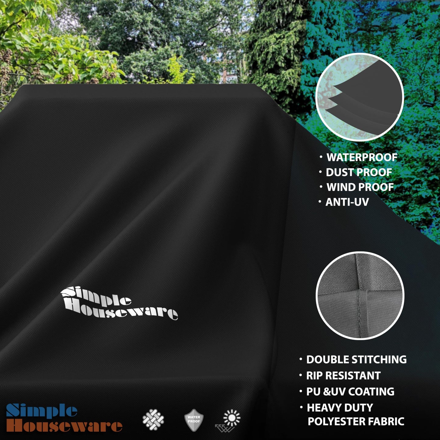 Simple Houseware BBQ Grill Cover (55") - CookCave