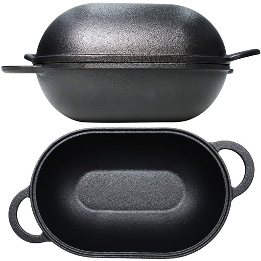 Crucible Cookware Cast Iron Bread Pan with Lid (Pre-Seasoned) with Loop Handles – Oven Safe Form for Baking and Cooking, Artisan Bread Kit - Loaf Pan - CookCave