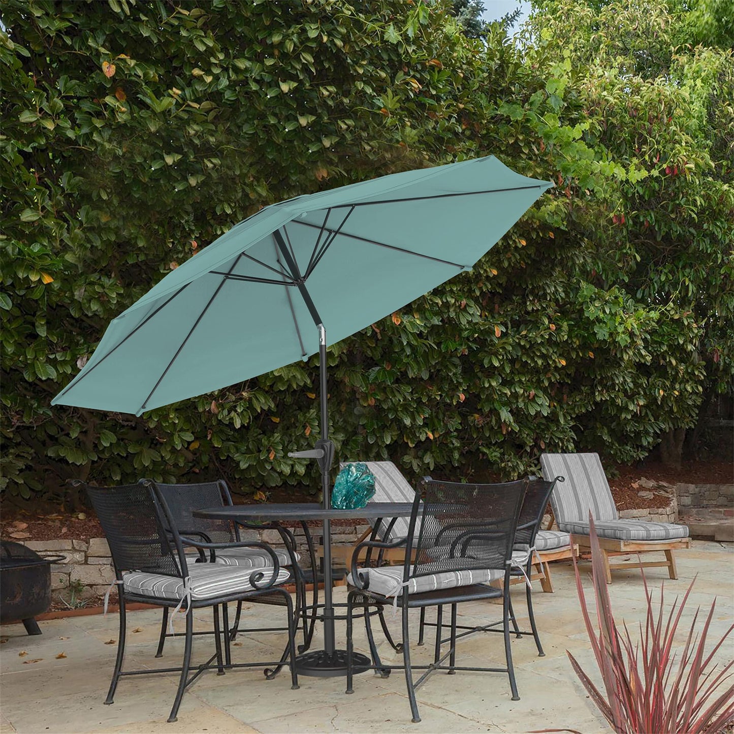 Pure Garden Patio Umbrella with Auto Tilt – 10 Ft Easy Crank Outdoor Table Umbrella Shade for Deck, Balcony, Porch, Backyard or Pool (Dusty Green) - CookCave