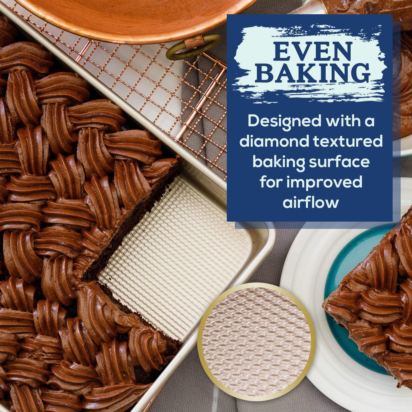 Ultra Cuisine 9x13 Inch Cake Baking And Brownie Pan - Easy Cleaning And Low Maintenance - Elevated Non-Stick Even Baking Experience - Food Safe Coating - Bake Like A Pro For A Lifetime - CookCave