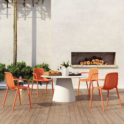 LESHI Patio Outdoor Dining Chairs, Portable Orange Outdoor Patio Chairs Set of 2, Stackable Indoor Outdoor Bistro Deck Plastic Chairs for Garden Backyard Lawn, Support 300 lbs - CookCave