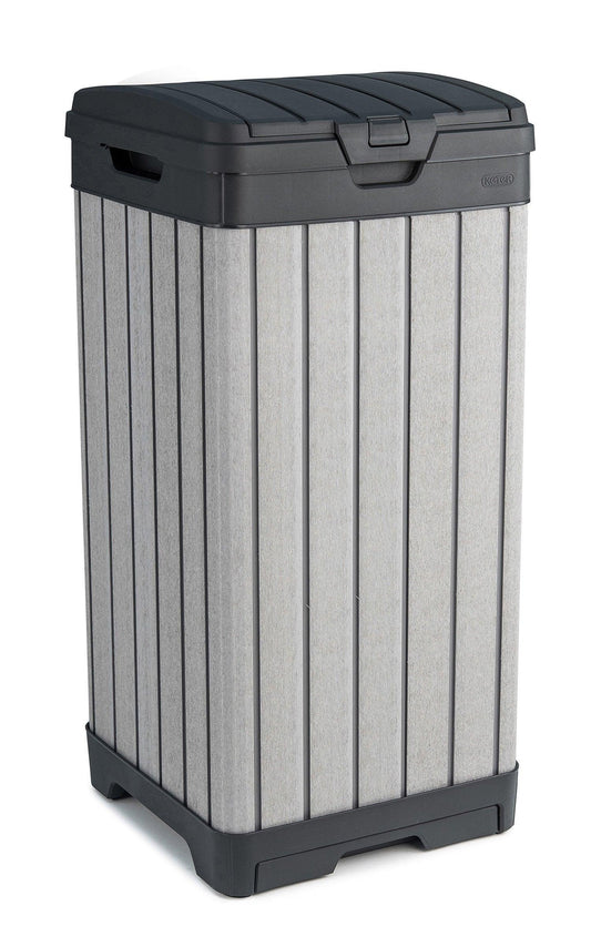 Keter Rockford Resin 38 Gallon Trash Can with Lid and Drip Tray for Easy Cleaning - Perfect for Patios, Kitchens, and Outdoor Entertaining - CookCave
