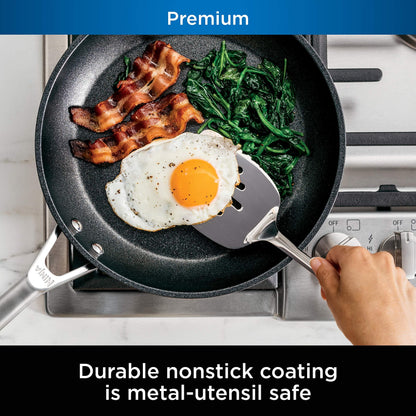 Ninja C39800 Foodi NeverStick Premium 12-Piece Cookware Set, Hard-Anodized, Nonstick, Durable & Oven Safe to 500°F, Slate Grey - CookCave