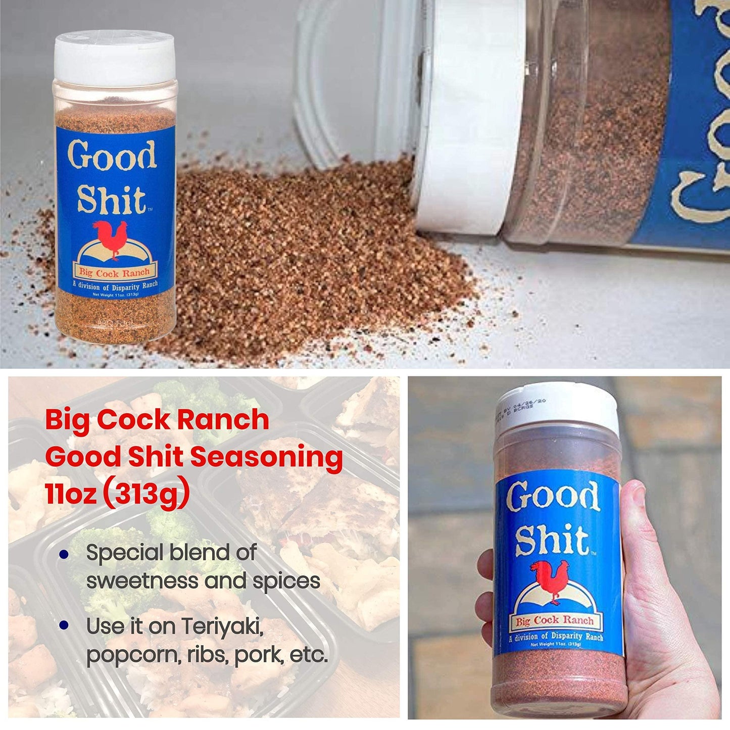 Big Cock Ranch Gourmet Seasoning Bundle All-Purpose Special 13oz, Bull for Steak, Good Sweet N' Salty 11oz and Chicken Gluten-Free and No MSG - CookCave