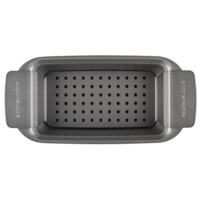 Rachael Ray Bakeware Meatloaf/Nonstick Baking Loaf Pan with Insert, 9 Inch x 5 Inch, Gray - CookCave