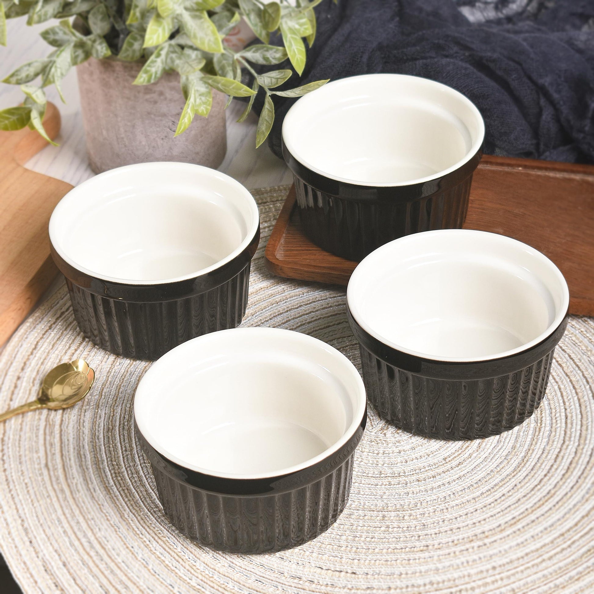 homEdge Porcelain Ramekins Set, 240 ml / 8 Fl Ounces Ice Cream Bowl, Creme Brûlée Ramekins Soufflé Cup for Baking, Set of 6 Black - CookCave