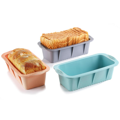 MONGSEW 3PCS Silicone Bread Loaf Pan, Non-Stick Bread Pans for Baking, Easy Release Loaf Pan, Great for Homemade Bread, Cakes, Brownies, Dishwasher Safe (3 Colors, Nesting Design) - CookCave