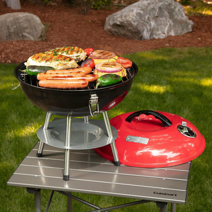 Cuisinart CCG190RB Inch BBQ, 14" x 14" x 15", Portable Charcoal Grill, 14" (Red) - CookCave