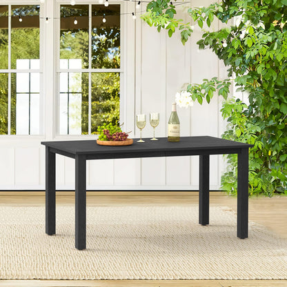 Cozyman 6-Person HDPS Outdoor Dining Table, Weather-Resistant Rectangle Patio Dining Table, 500LBS Weight Capacity, Outdoor Patio Table for Outside Indoor, Lawn, Garden, and Backyard, Black - CookCave