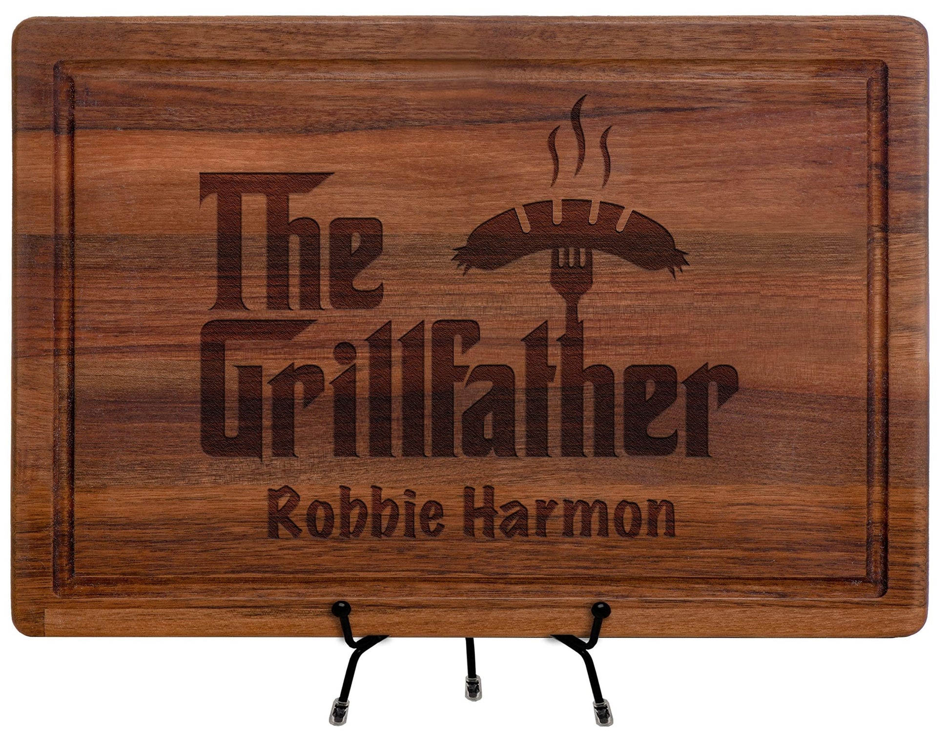 The Grillfather Wood Cutting Board, Christmas Gift Idea, BBQ Gift, Personalized Gift for Men, Dad, Grandpa, Custom Engraved Cutting Board, Father's or Grandpa's Birthday Gift, Grill Master - CookCave
