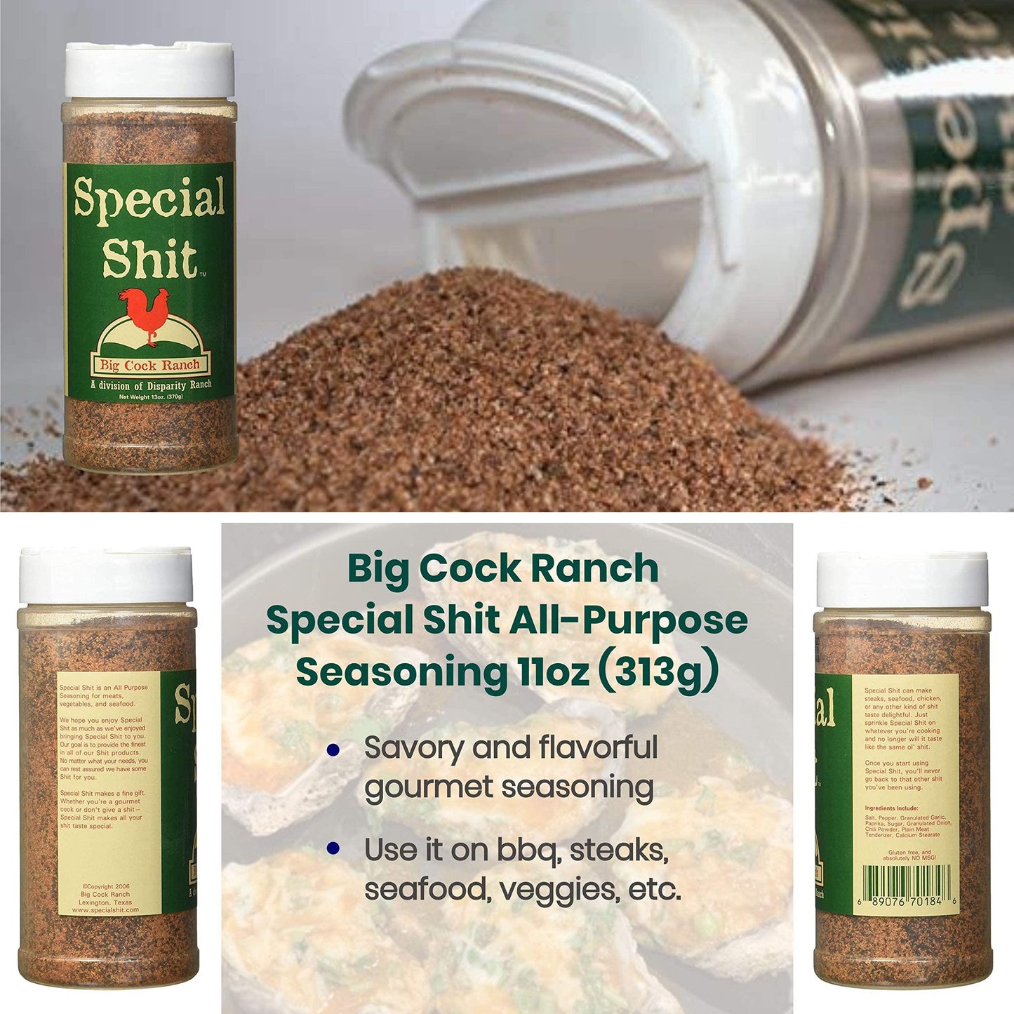 Big Cock Ranch Gourmet Seasoning Bundle All-Purpose Special 13oz, Bull for Steak, Good Sweet N' Salty 11oz and Chicken Gluten-Free and No MSG - CookCave