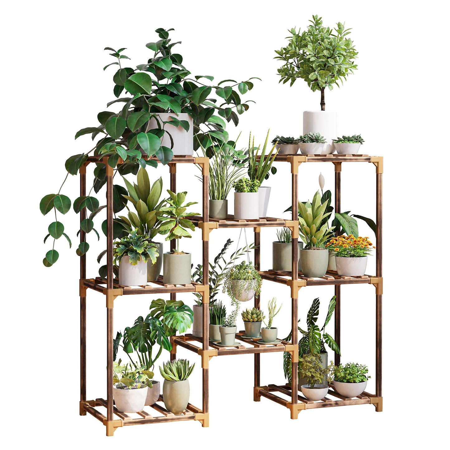 New England Stories Plant Stand Indoor, Outdoor Wood Plant Stands for Multiple Plants, Plant Shelf Ladder Table Plant Pot Stand for Living Room, Patio, Balcony, Plant Gardening Gift - CookCave