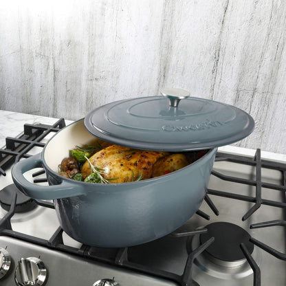 Crock-Pot Artisan Oval Enameled Cast Iron Dutch Oven, 7-Quart, Slate Gray - CookCave