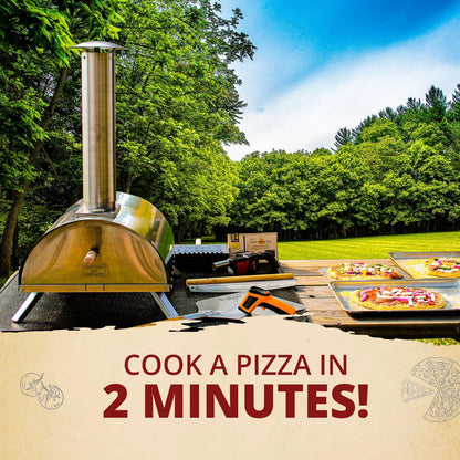 Pellethead PoBoy Wood Fired Pizza Oven, Portable for Outdoor Cooking, Includes Pizza Pack Oven Accessories Kit - CookCave