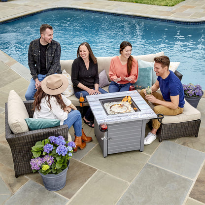 Relax Gray 30” Square Gas Fire Table - CookCave