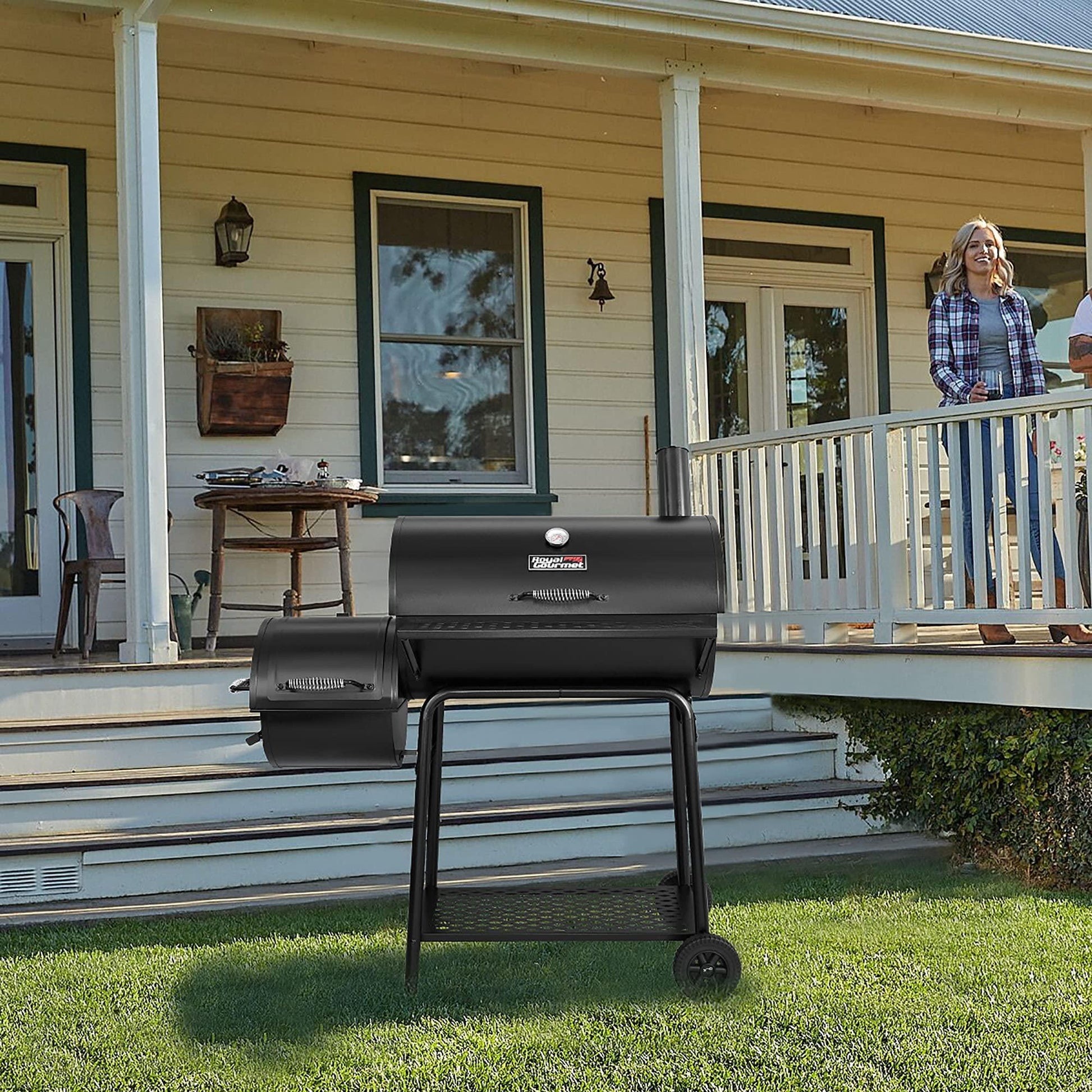 Royal Gourmet CC1830F Charcoal Grill with Offset Smoker, Black - CookCave