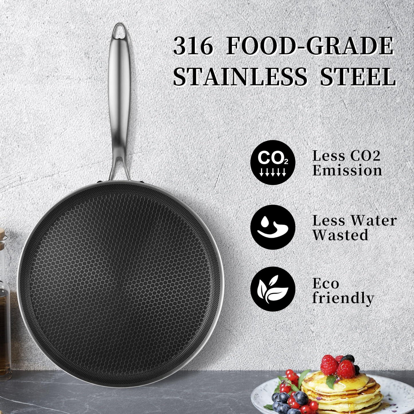 Nonstick Crepe Pan 11 inch Stainless Steel Crepe Pan Honeycomb Coating Flat Skillet Tawa Dosa Tortilla Pan PFOA-Free,Omelet Pan with All Stove Tops Available, Induction Compatible - CookCave