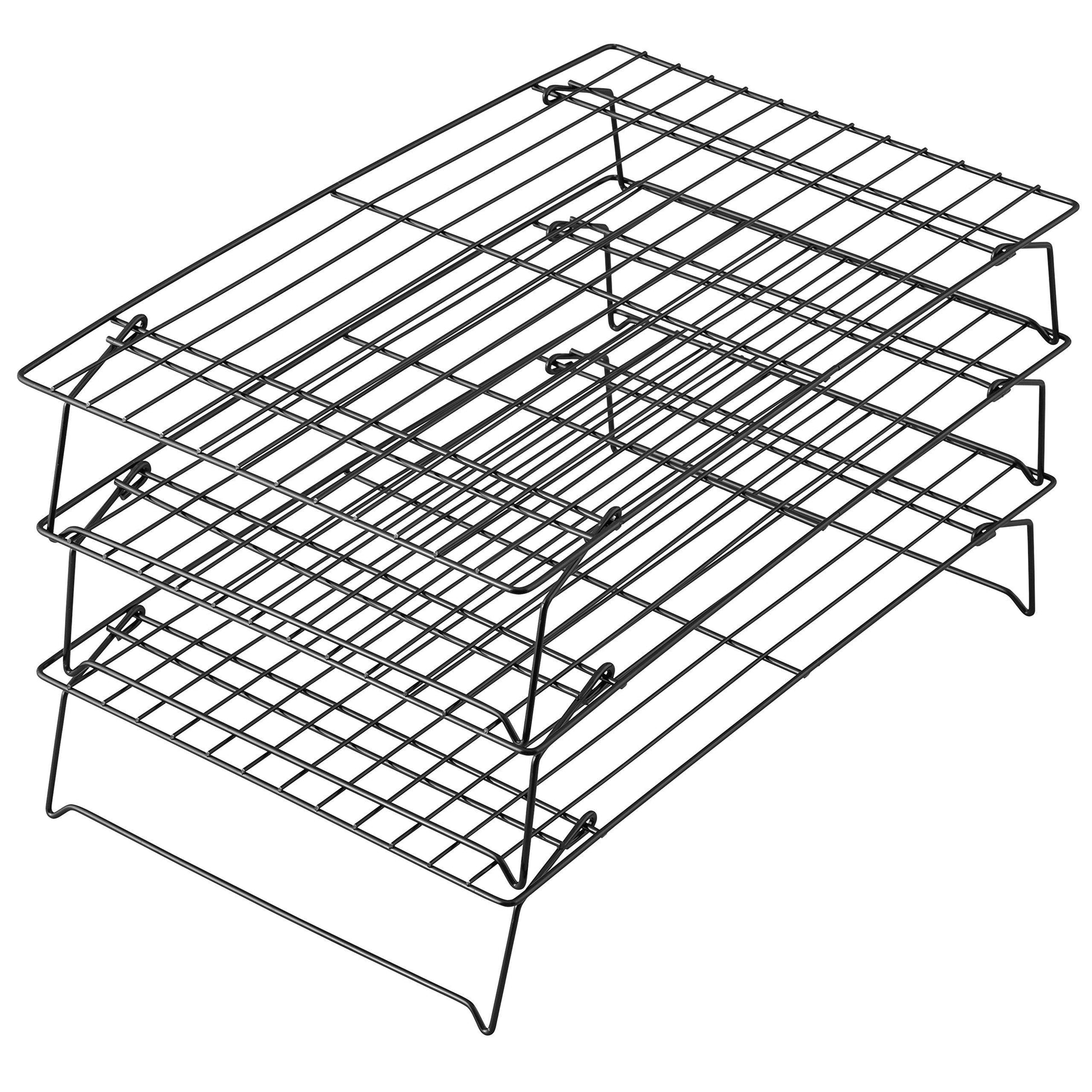 Wilton Excelle Elite 3-Tier Cooling Rack for Cookies, Cake and More - Cool Batches of Cookies, Cake Layers or Finger Foods, Black - CookCave