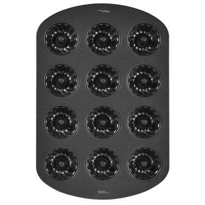 Wilton Non-Stick Mini Fluted Tube Pan, 12-Cavity, Steel, Multi-Cavity Mini Cake Pan, Black - CookCave