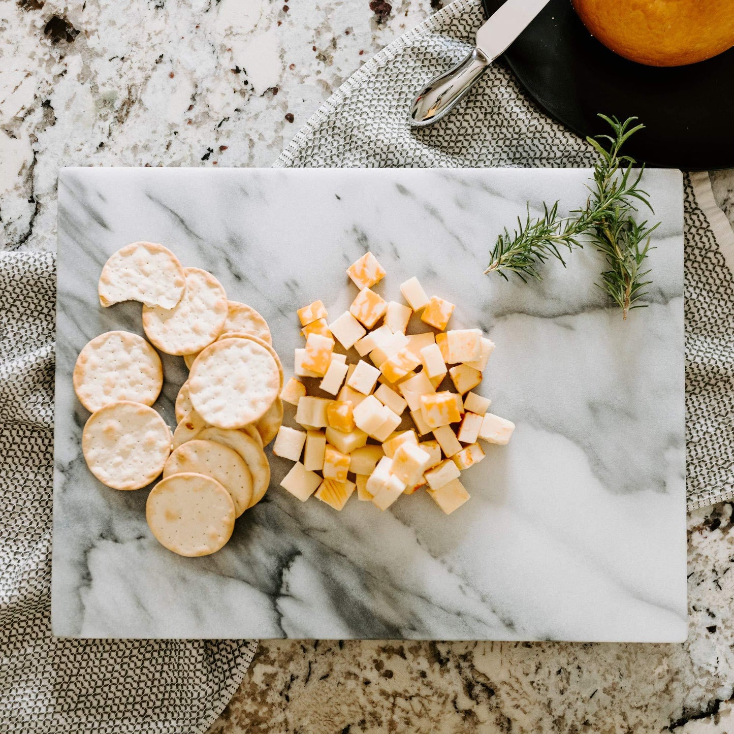 Villa Acacia Marble Cutting Board - 16 x 12 Inch Marble Slab Pastry Board for Charcuterie, Cheese, Dough, Dessert - Decorative Stone Cutting Board for Kitchen and Home﻿ - CookCave