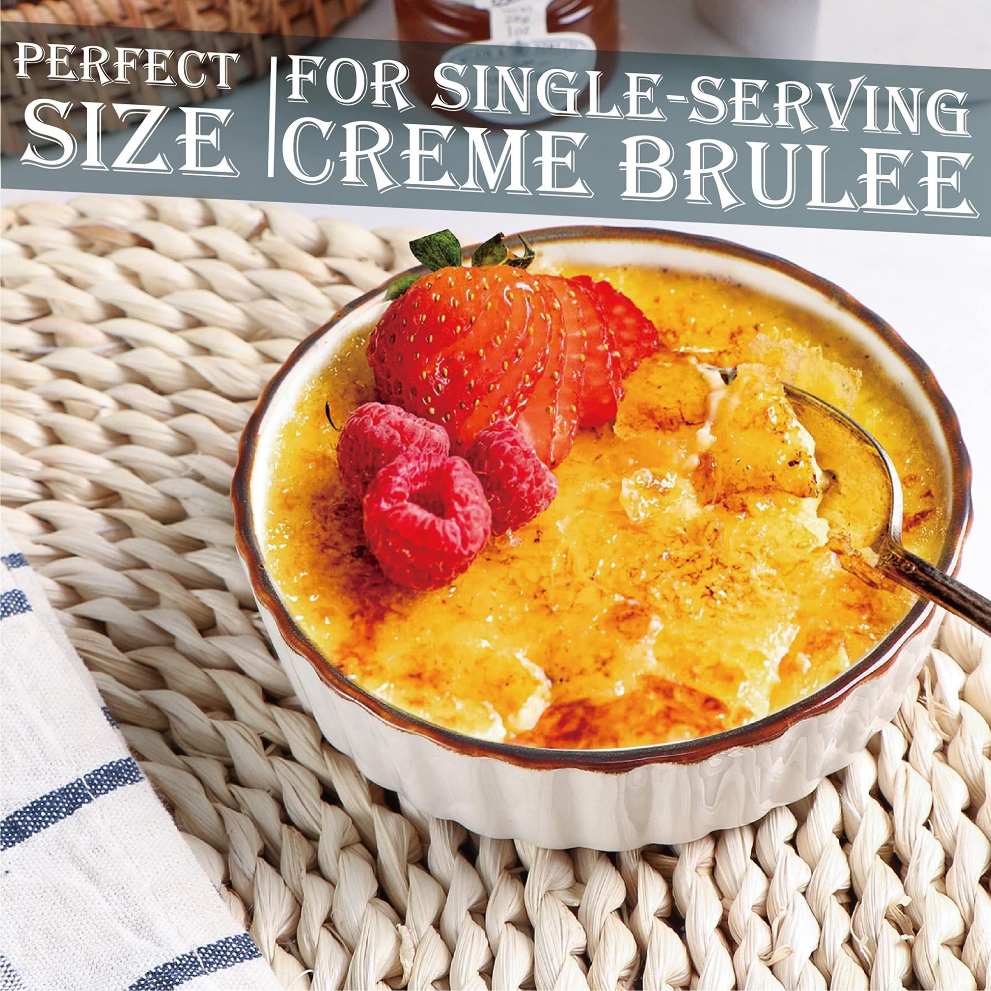 ONEMORE Ramekins 4 oz - Oven Safe Shallow Ramekins for Creme Brulee - Fluted, Set of 6 - CookCave