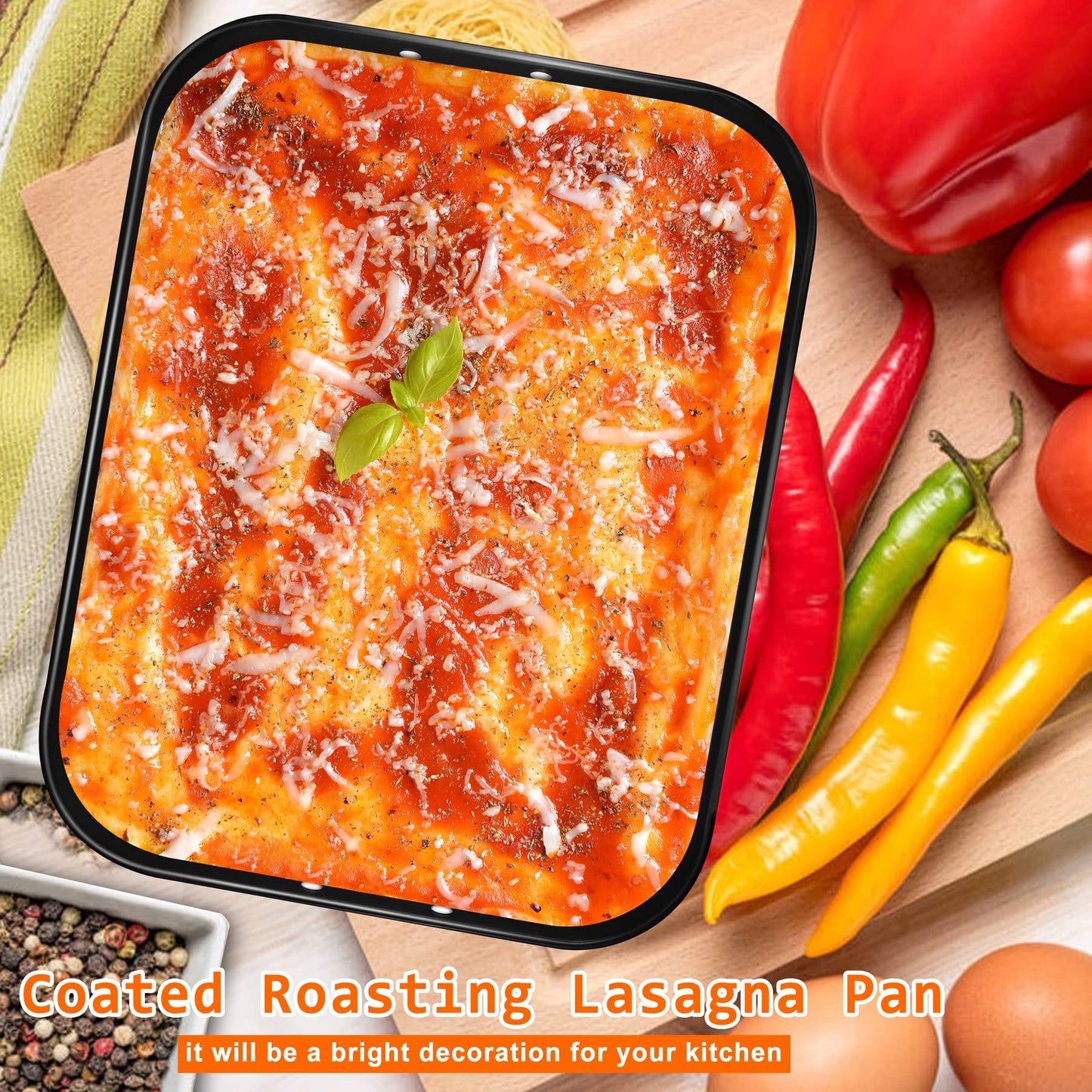 mobzio Lasagna Pan Deep, Baking Pan for Oven, 16x12x3 Inch Baking Dishes for Oven, Roasting Pan Brownie Pan with Handles, Rectangle Cake Pans Sets for Baking, Deep Baking Pan, Nonstick Bakeware Set - CookCave