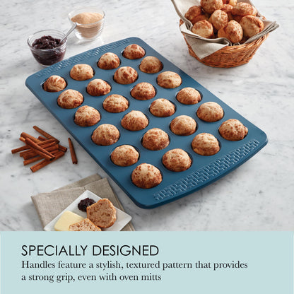 Chicago Metallic Everyday Non-Stick Muffin Pan, Perfect for muffins, eggbites and more! 24-Cup, Blue - CookCave