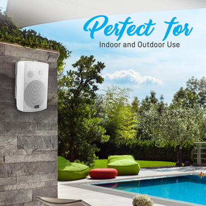 Outdoor Wall-Mount Patio Stereo Speaker - Waterproof Bluetooth Wireless & No Amplifier Needed - Portable Electric Theater Sound Surround System - Pyle PDWR61BTWT - CookCave