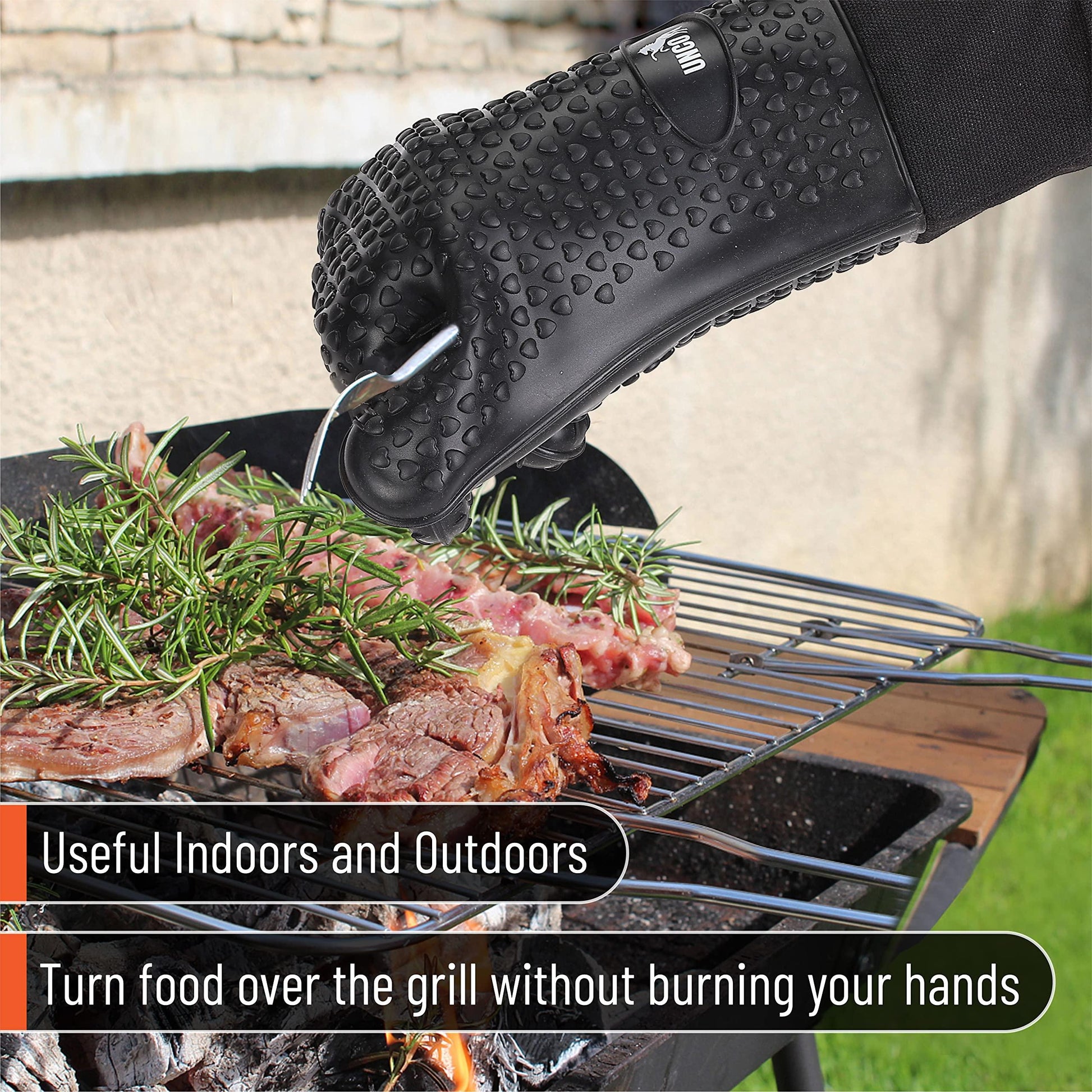 UNCO- Grill Gloves, Silicone Gloves Heat Resistant, Oven Gloves, BBQ Gloves, Meat Gloves, Barbecue Gloves, Grilling Gloves, Meat Gloves for Pulling Meat, Grill Gloves for Outdoor Grill, Grill Mitts - CookCave