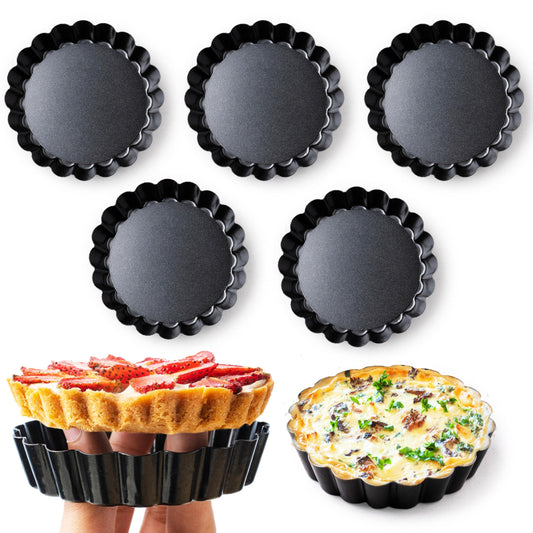 FIDZ PAN 8 PCS 4 Inch Mini Tart Pans Removable Bottom | Carbon Steel Quiche Pan, Rust & Temperature Resistant Nonstick, Perfect for Baking Fruit Tarts Cakes Quiches & Dessert - CookCave