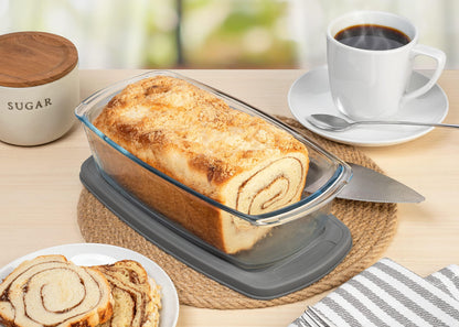 Razab LARGE 7.6 Cups/1800 ML/1.9 Qt Glass Loaf Pan with Lids - Meatloaf Pan BPA free Airtight Lids Grip Handle Easy Carry, Microwave and Oven Safe - Loaf Pans For Baking Bread, Cakes, Glass Loaf Pan - CookCave