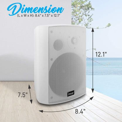 Outdoor Wall-Mount Patio Stereo Speaker - Waterproof Bluetooth Wireless & No Amplifier Needed - Portable Electric Theater Sound Surround System - Pyle PDWR61BTWT - CookCave