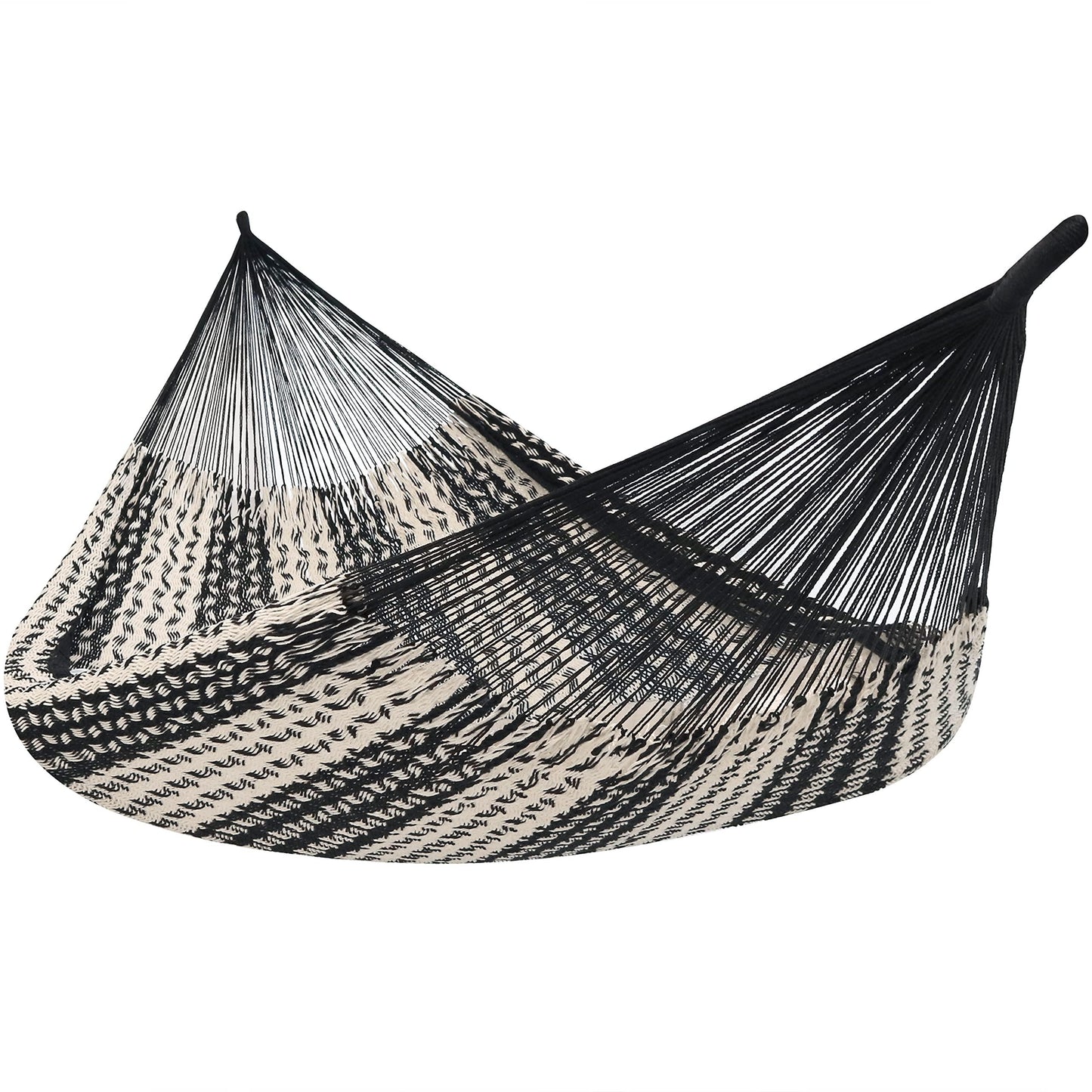 Sunnydaze Handwoven XXL Thick Cord Mayan Family Hammock - 625-Pound Capacity - Black/Natural - CookCave