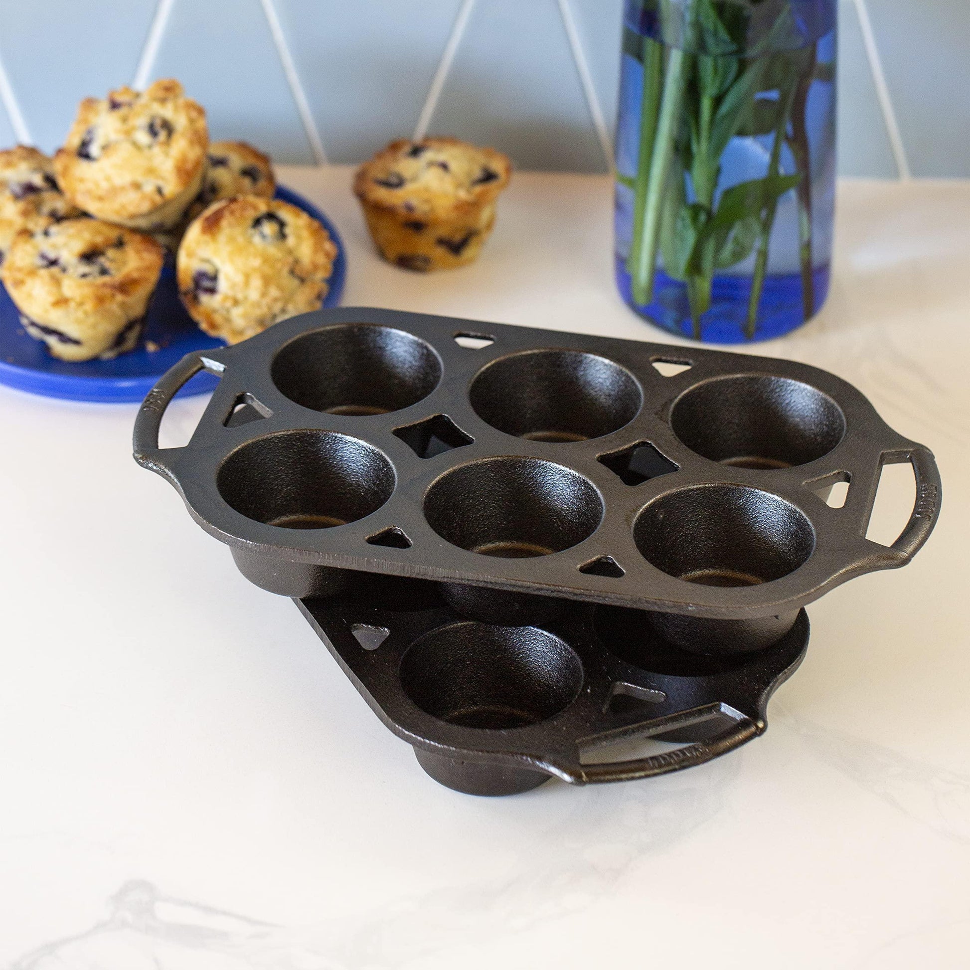 Lodge Cast Iron 2 Piece Muffin Pan Set - CookCave