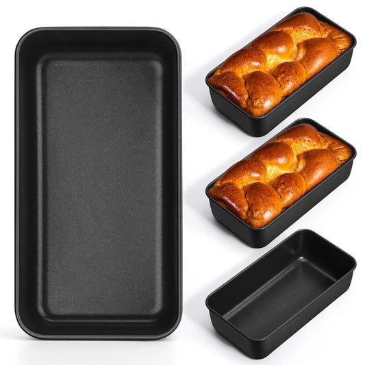 Herogo Non-Stick Loaf Pan Set of 4, Stainless Steel Rectangle Bread Loaf Pans for Baking Bread Meatloaf Brownie Lasagna, 9 x 5 Inch Black Meatloaf Baking Pan for Homemade Bread, Oven Safe - CookCave