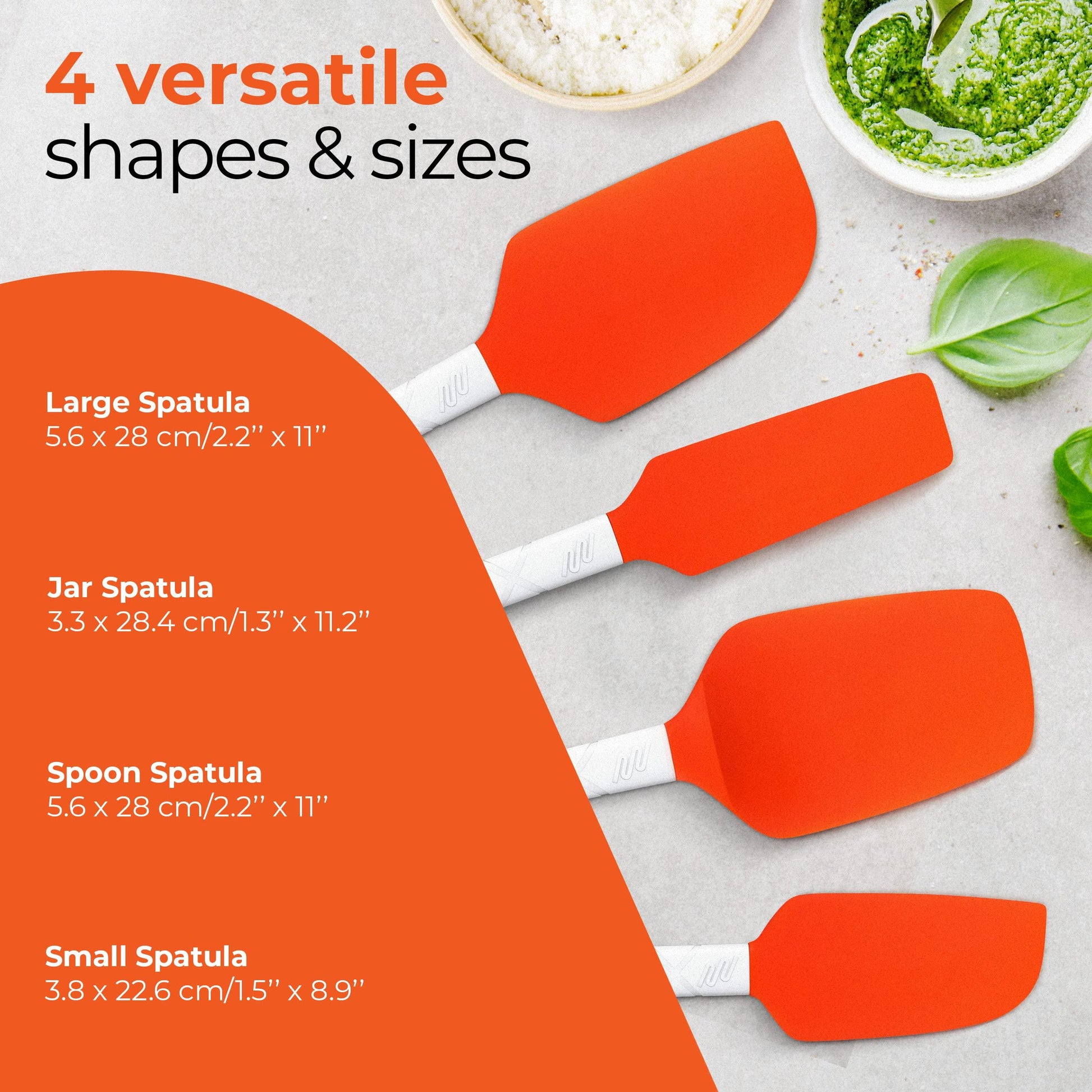 M KITCHEN Silicone Spatula Set - Heat Resistant & BPA Free - 4 Piece Nonstick Rubber Spatulas, Spoonula, Jar Scraper for Cooking, Baking, Mixing, Frosting - Dishwasher Safe Kitchen Utensils - CookCave