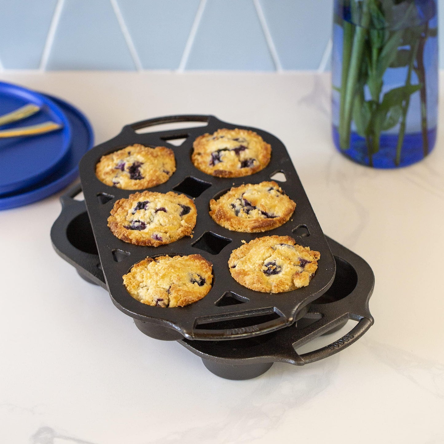Lodge Cast Iron 2 Piece Muffin Pan Set - CookCave