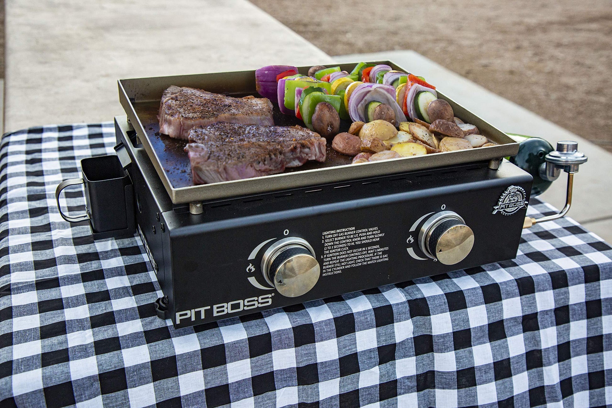 Pit Boss PB336GS Two Burner Portable Flat Top Griddle - Cover Included - CookCave