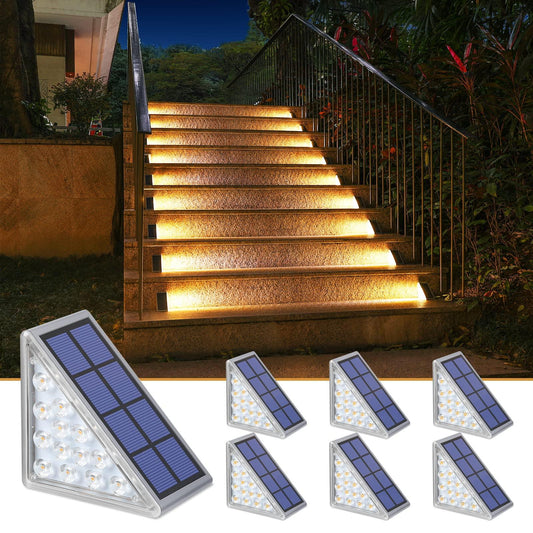 NIORSUN Solar Outdoor Step Lights Warm White Triangle IP67 Waterproof Auto on Off Decoration Deck Lights for Patio Yard, Driveway, Porch, Front Door, Sidewalk, 6 Pack - CookCave