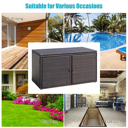 HAPPYGRILL Deck Box Outdoor Wicker Storage Box Cabinet 88 Gallon Storage Container Bin Box for Toys Furniture Tools in Garden Balcony Porch Yard - CookCave