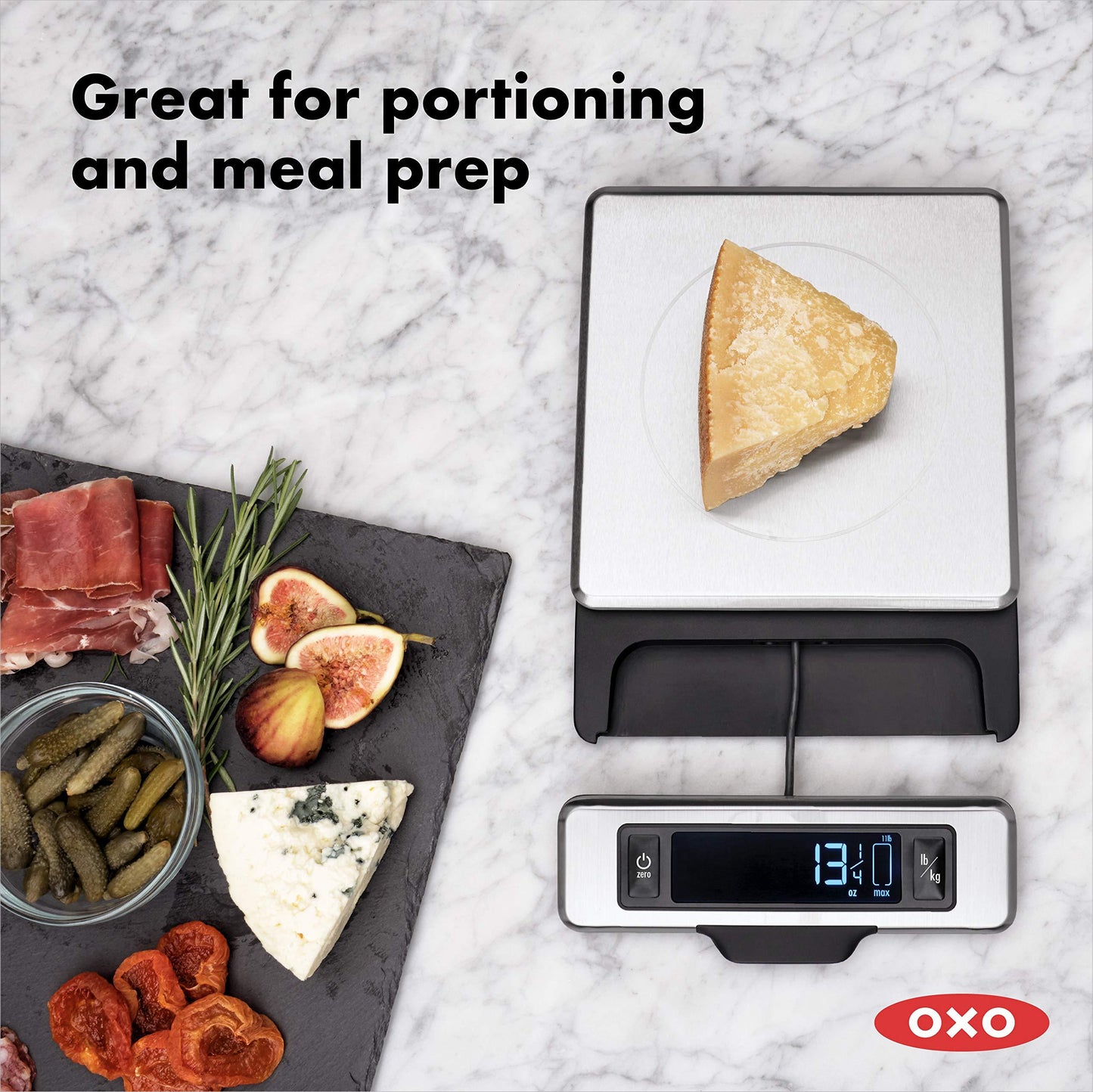 OXO Good Grips 11-Pound Stainless Steel Food Scale with Pull-Out Display - CookCave