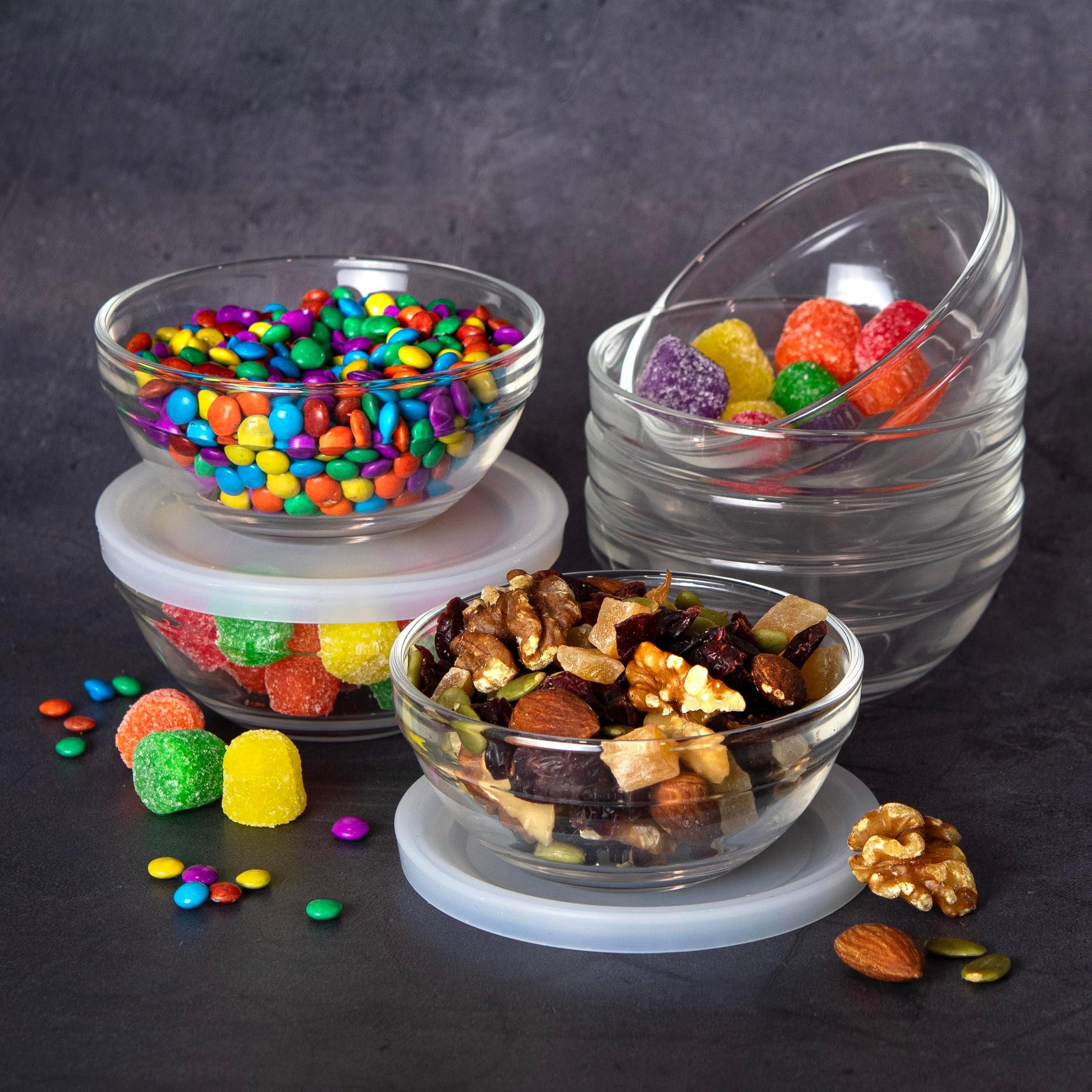 Lartique Mini 3.5 Inch Small Glass Bowls with Lids - Small Bowls Perfect for Prep, Dips, Nuts, or Candy - Meal Prep Bowls or Dessert Bowls, Set of 12 - CookCave