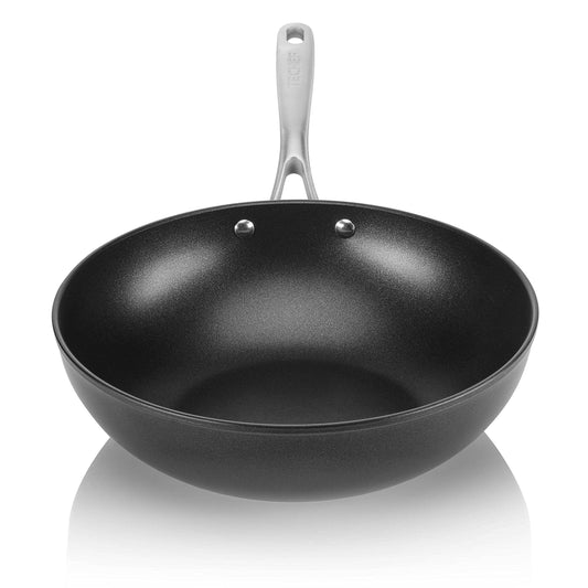 TECHEF - Onyx Collection, 12-Inch Nonstick Flat Bottom Wok/Stir-Fry Pan - PFOA Free, Dishwasher and Oven Safe, Made in Korea - CookCave
